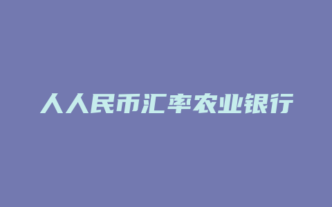 人人民币汇率农业银行