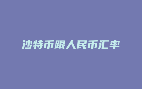 沙特币跟人民币汇率