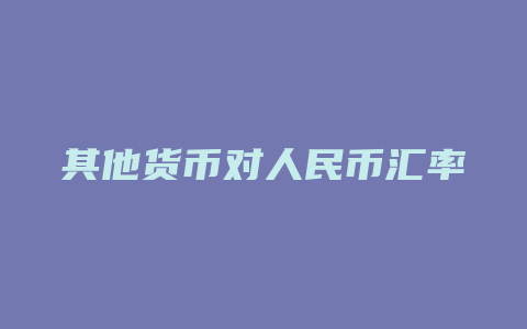 其他货币对人民币汇率