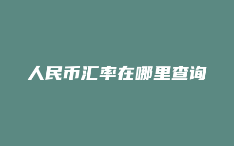 人民币汇率在哪里查询